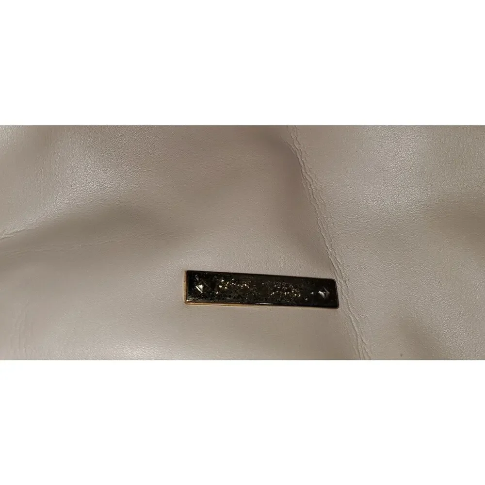 Betsey Johnson Tote Beige Tan Chain Handle Quilted Bow Detail - Picture 4 of 5
